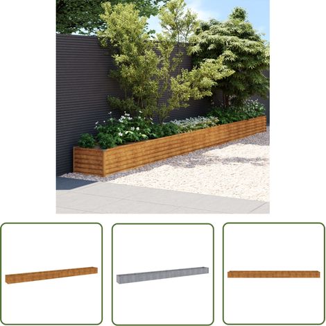 The Living Store Hochbeet 580x50x36 cm Cortenstahl - Cortenstahl Hochbeet - Gartendekoration - Pflanzgefäß - Balkonbepflanzung - Rosenrost (1/5)