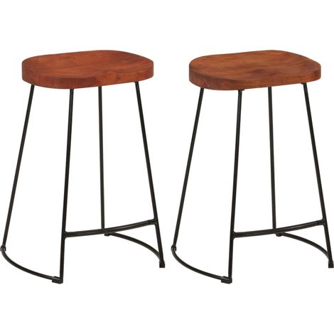 Juego de 2 taburetes de bar 45 x 40 x 63 cm en madera maciza de mango y hierro DEC029592
