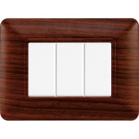 Placca compatibile Bticino Matix 3 moduli plastica colore radica (1/5)