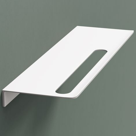Mai & Mai Duschablage zum Bohren oder Kleben Duschregal Badablage aus Aluminium 40cm Badezimmerablage zur Wandmontage Badezimmer Organizer Matt weiß Reglo-06 (1/5)