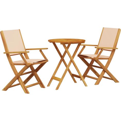 Maison Exclusive - Set da Bistrot 3pz Beige in Tessuto e Legno Massello