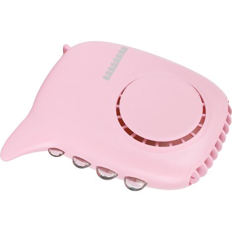 Ventilateur électrique portable à tour de cou, petit modèle, 3 vitesses, chargement USB, rose (1/5)