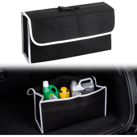 Sac Coffre Voiture Feutre foncé Antidérapant Pliable 5×24×15 cm Organisateur Coffre Voiture Bandes (1/5)