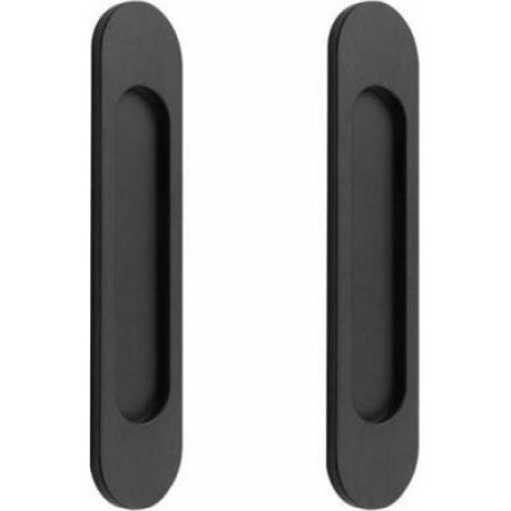 Poignée ovale pour porte coulissante - - Aluminium noir mat - 150x35 mm - Lot de deux - Installation sans perçage (1/4)