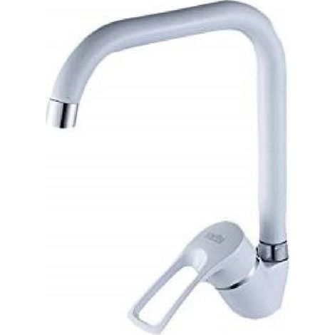 TrAdE Shop Traesio - Miscelatore Lavello Bianco Squadrato Ischia Lavandino Cucina Monoforo Monocomando - (1/2)