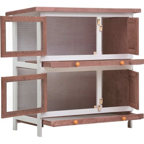 INLIFE Clapier d'extérieur 4 portes Marron Bois (1/5)