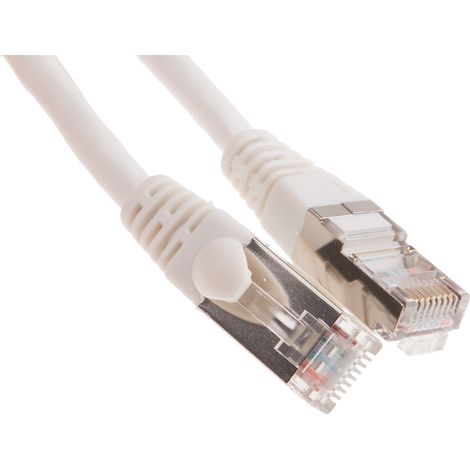 Câble Ethernet cat 5e Avec connecteur gaine PVC Blanc / , Aluminium, 10m ( Prix pour 1 )