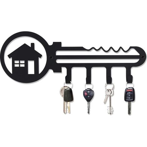 Schlüsselhalter – Wandmontierter Metall-Schlüsselständer – 28 cm mit 4 Haken – Für Eingangsbereich, Flur oder Wohnbereich – 1 Stück (1/5)