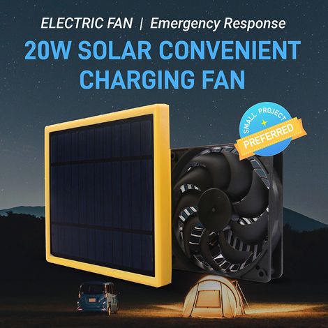 Ventilatore con pannello solare da 20 W, riduce la temperatura interna, ideale per campeggio, roulotte, yacht, cuccia per cani, pollaio.