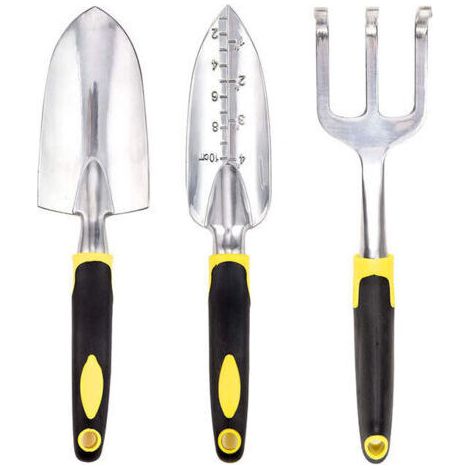 Outils de jardin, pelle de jardin, sécateur, outil de jardin multifonction Portable, ensemble de 3 pièces, jaune (1/5)