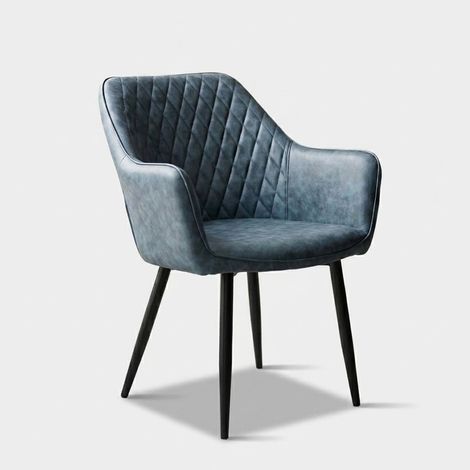 Sillón moderno en ecopiel y metal Sindy - Azul Marino