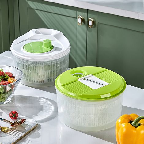 Salad Spinner - Manual Centrifugal Vegetable Spinner - For Lettuce And Leafy Greens - 4.5 L Capacity - Non-Slip Base - Includes 3 Blades - 1 Piece (1/5)
