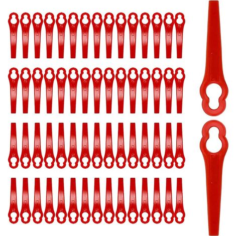 120 Pièces Jardin Tondeuse Plastique Lames, Coupe Bordure Rouge Lames, Lames Rechange Coupe Bordure, pour Jardin et Pelouse Coupe Bordures, Longueur 83mm (1/5)