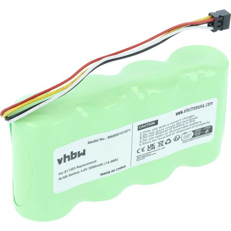 vhbw Batería compatible con Fluke Scopemeter 123 Firmware below V2.0, 123s Firmware below V2.0 medidor (3000 mAh, 4,8 V, NiMH)
