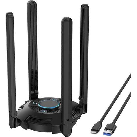 Adaptateur Wi-Fi USB pour PC AX5400 tri-bande 2,4/5/6 GHz avec 4 antennes à gain élevé de 5 dBi pour ordinateur de bureau (1/5)