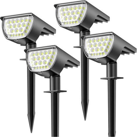 Lampe Puissante [37LED/ 4Pack] Spot Solaire Exterieur IP65 Imperméable, Lumière, Eclairage Pour Les Décorations de Jardin(Blanc Froid) (1/4)