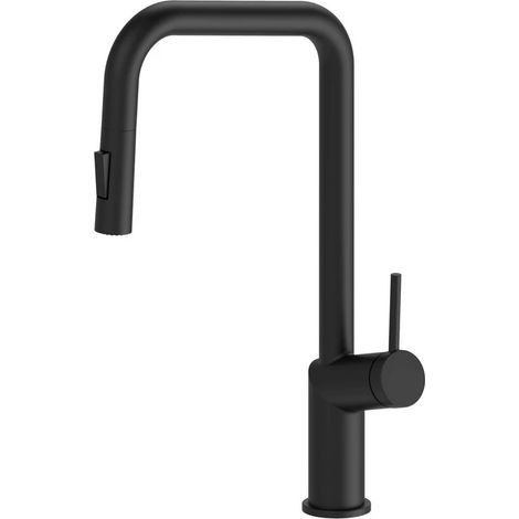 Miscelatore lavello alto Cold Royal Oregon Ø35 doccia estraibile 2 getti nero Aquasanit (1/3)