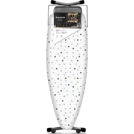 Planche à repasser pliable, hauteur réglable jusqu'à 98cm, Support pour centrale vapeur, Housse 100% coton, Dimensions 48 x 130 cm, avec roues, Blanc (1/5)