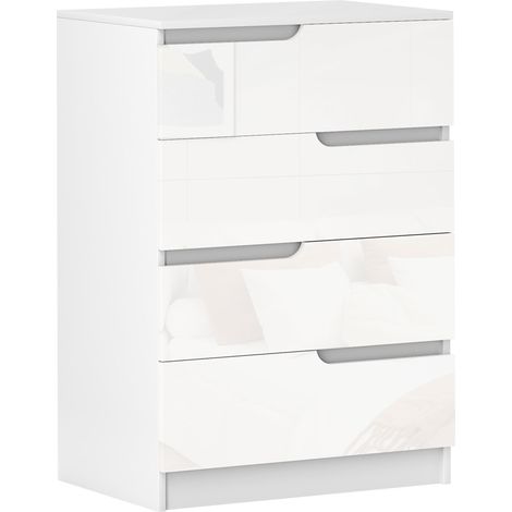 White High Gloss Chest with Four Drawers for Stylish Storage Solutions (1/5)