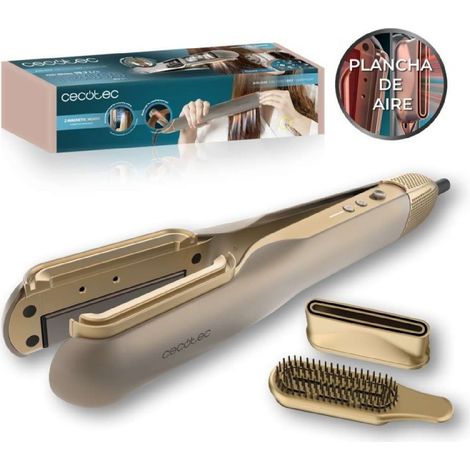 Plancha de aire airlisse 2in1 champagne pro, flujo de aire potente 19,7 l/s, cabezales imantados, para todo tipo de cabellos, función plasma, motor brushless, 4 temperaturas y 2 velocidades de aire.
