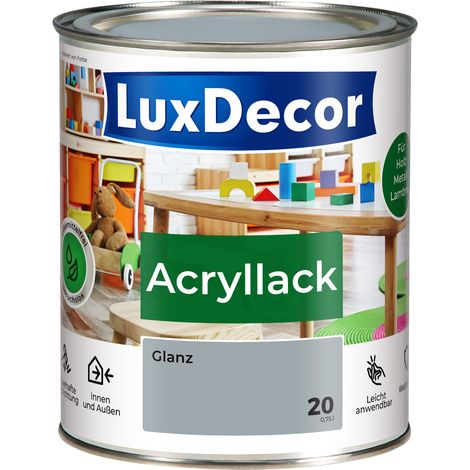 LUXDECOR Acryllack Holzfarbe Metall und Holz Lack Buntlack Glanz (20) Morgennebel - 0,75L