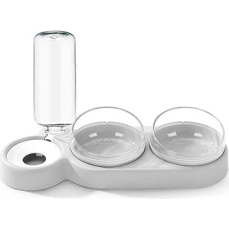 Abreuvoir double bol pour animaux de compagnie (gris)