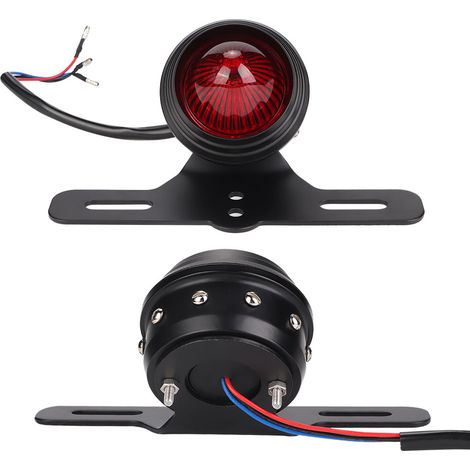 Universelle LED-Motorradrückleuchte im Vintage-Stil mit Brems- und Blinklicht, inklusive Kennzeichenhalterung, Retro-Motorradbeleuchtung (1/5)