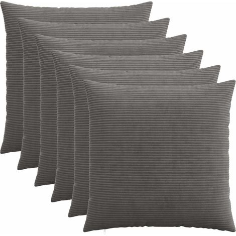 Cushion Cover 6 pcs HEERLEN Dark Grey 55 x 55 cm Corduroy vidaXL