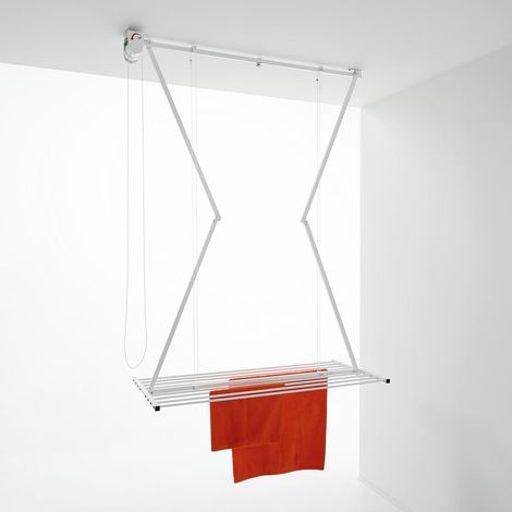 Étendoir à suspendre rétractable en aluminium et acier – Support jusqu'à 10 kg – Dimensions 128x54x25 cm – Pour intérieur et extérieur – Foxydry