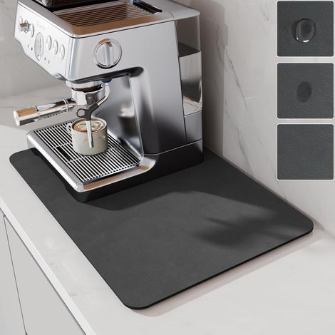 Kaffeemaschinen-Tischmatte, saugfähige Matte zum Trocknen, Matte für unter der Kaffeemaschine (grau, 50 x 30 cm)