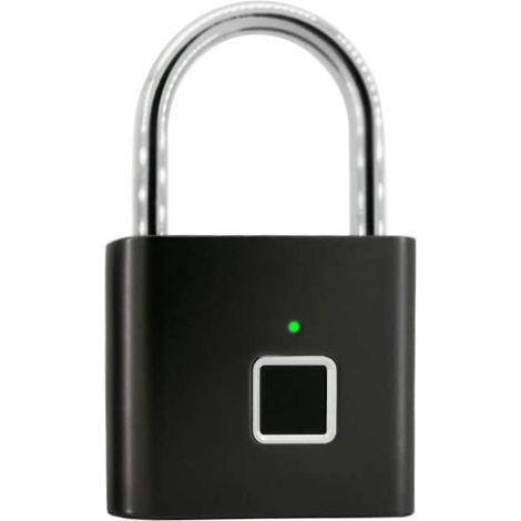 Cadenas à empreintes digitales, Bluetooth Lock APP Déverrouillage, cadenas intelligent, serrure biométrique sans clé adaptée pour sac à dos, vélo, casier d'école, serrure de casier de gym(noir) (1/5)