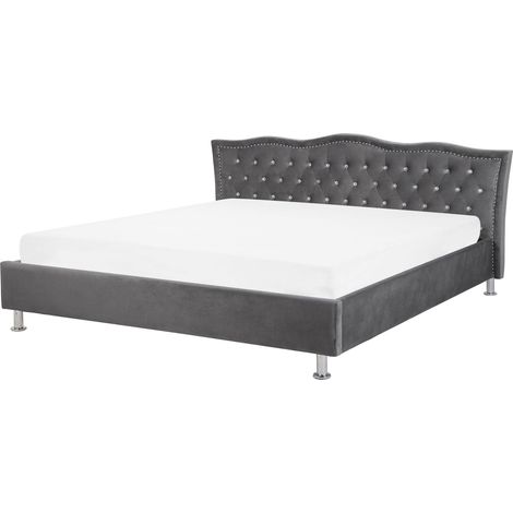 Bed Velvet METZ 180 x 200 cm (EU Super King) Dark Grey