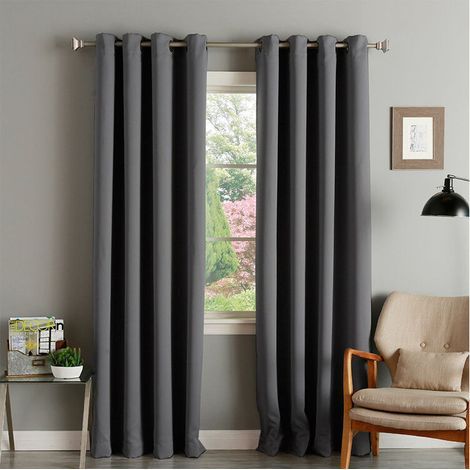 Rideaux occultants pour salon - Rideaux à œillets solides et durables à isolation thermique Décoration de fenêtre pour chambre à coucher Bloque la lumière et le froid Prêt à accrocher (1/3)
