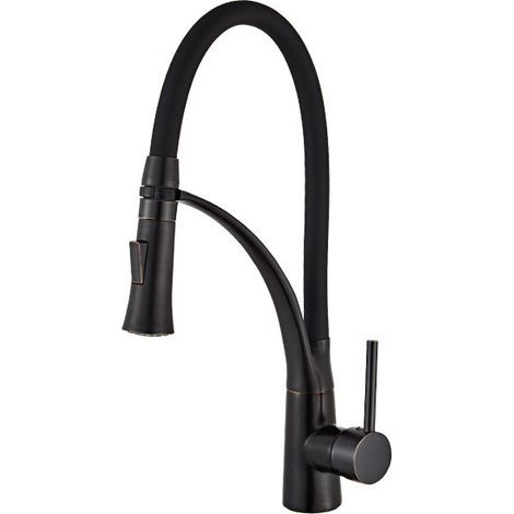 Robinet Cuisine avec Douchette 2 Fonctions, Mitigeur Cuisine avec Douchette Extractible, Robinet Évier Cuisine Rotatif à 360° ,Double contrôle chaud et froid(noir) (1/4)
