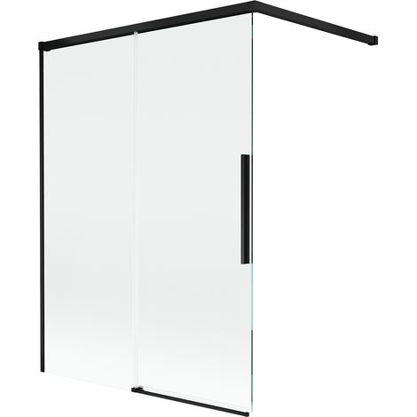 Mexen Rox paravento per vasca da bagno 2 ante scorrevoli 120 x 150 cm, trasparente, nero - 8C9-120-003-70-00