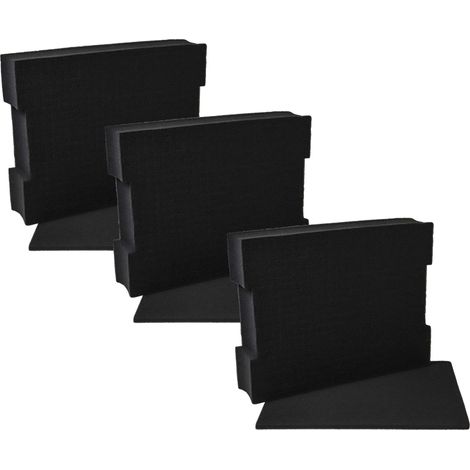 vhbw 3x Schaumstoffeinlage mit Bodenplatte kompatibel mit Bosch LS-BOXX 306 Werkzeugkoffer - Individuell Anpassbar, Schaumstoff Schwarz