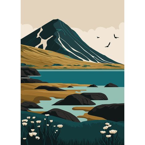 Tableau sur toile illustration montagne 30x45 cm - Impression sur Toile Murale Décorative - Image imprimée en HD sur Toile - Toile sur Châssis en Bois FSC - Fabriqué en France (1/5)