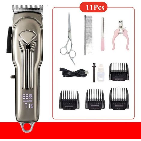Tondeuse pour chiens et animaux de compagnie, silencieuse, rechargeable et sans fil, avec lame en acier inoxydable et étanche. (1/5)