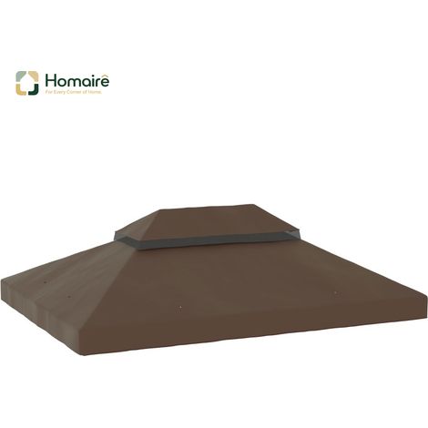HOMAIRE Abdeckung 2-lagig pour Pavillon de Jardin 3x4 m en Tissu Oxford 600D avec Éviers, Couleur Café