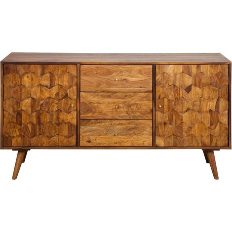 Buffet SCANI 145 cm in legno massiccio di sheesham verniciato – 2 porte scolpite e 3 cassetti (1/5)