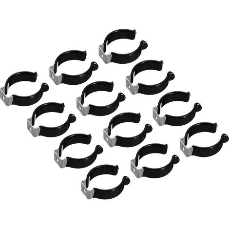 T12 U Clips Support Console pour LED Lumière Ampoule Montage Console Support Inox Acier Fluorescent Tube Support Tuyau Pinces, Noir Paquet de 12 (1/5)