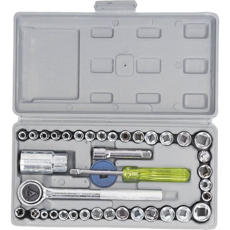 Lot de 40 pièces clé à rochet, douilles en acier, tournevis, kit d'outils pour réparation et entretien (1/5)