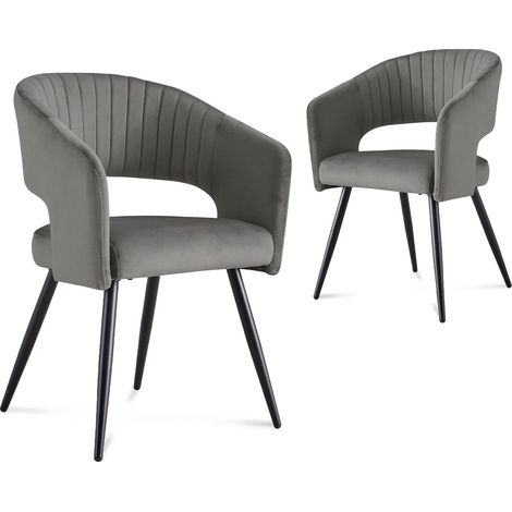 Lot de 2 chaises design en velours gris GLORIA (1/5)
