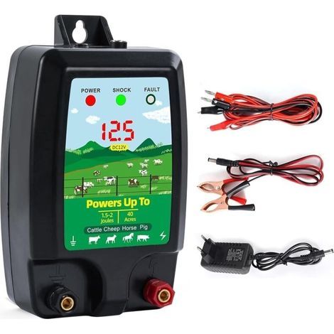 Valla eléctrica para animales, electrificador de alta potencia, protección perfecta para caballos y ganado - Valla para pastos (negra) (1/5)