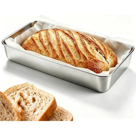 13 x 15 x 6 cm Stainless Steel Loaf Pan, Rectangular Cake Pan, Suitable for Loaf, Bread and Cakes (1/3)