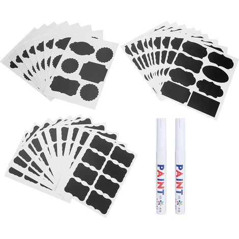 Étiquettes adhésives pour pot de fleurs, 216 pièces imperméables type afH, avec 2 stylos, stickers tableau noir noir.