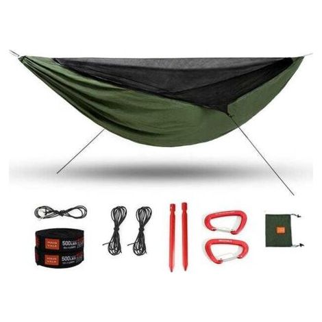 Hamac de camping avec moustiquaire, tente 2 personnes, hamacs portables en tissu nylon 70D pour extérieur, randonnée (1/5)