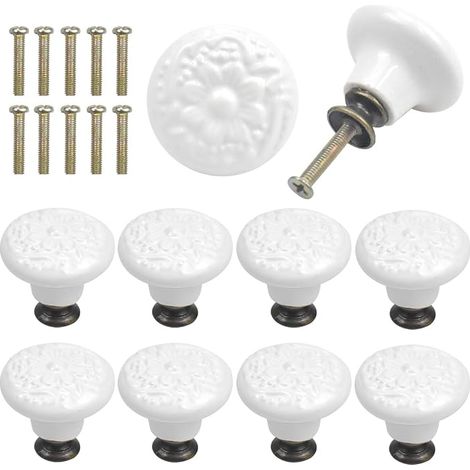 10 Stück Keramik knöpfe, 34MM Vintage Schranktürknöpfe, Schubladengriffe, Keramik Türgriffe, Schubladenknopf, Kommodenknöpfe Schubladenknöpfe Set, Knauf für Schrank Schublade Küche (A) (1/5)