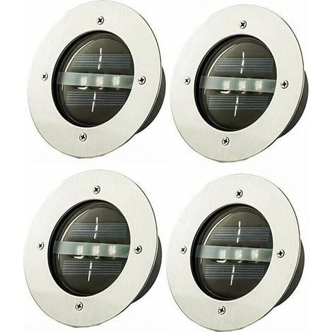 Spot encastrable extérieur LED IP65 solaire – Lot de 4 – Ø120mm – Lumière blanche pour allées et jardins (1/5)