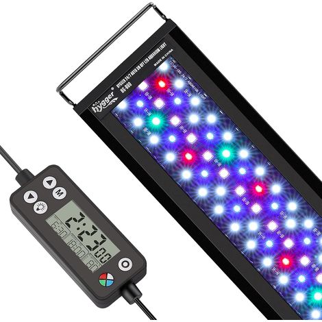 Aquarium Éclairage, Auto On Off Éclairage Aquarium LED,14W 24/7 Full Spectrum Fish Tank Light Avec Moniteur LCD, 7 Couleurs, Minuterie Réglable,3 Modes pour 30-45cm Réservoir Planté (1/5)